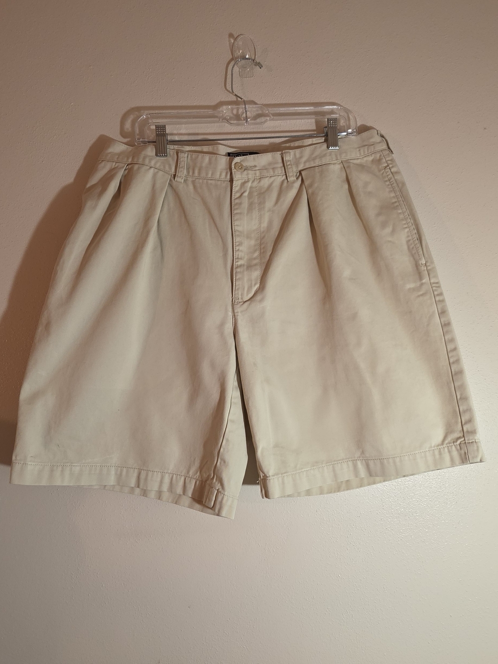 Polo by Ralph Lauren Cream Pleated Flat-Front Shorts